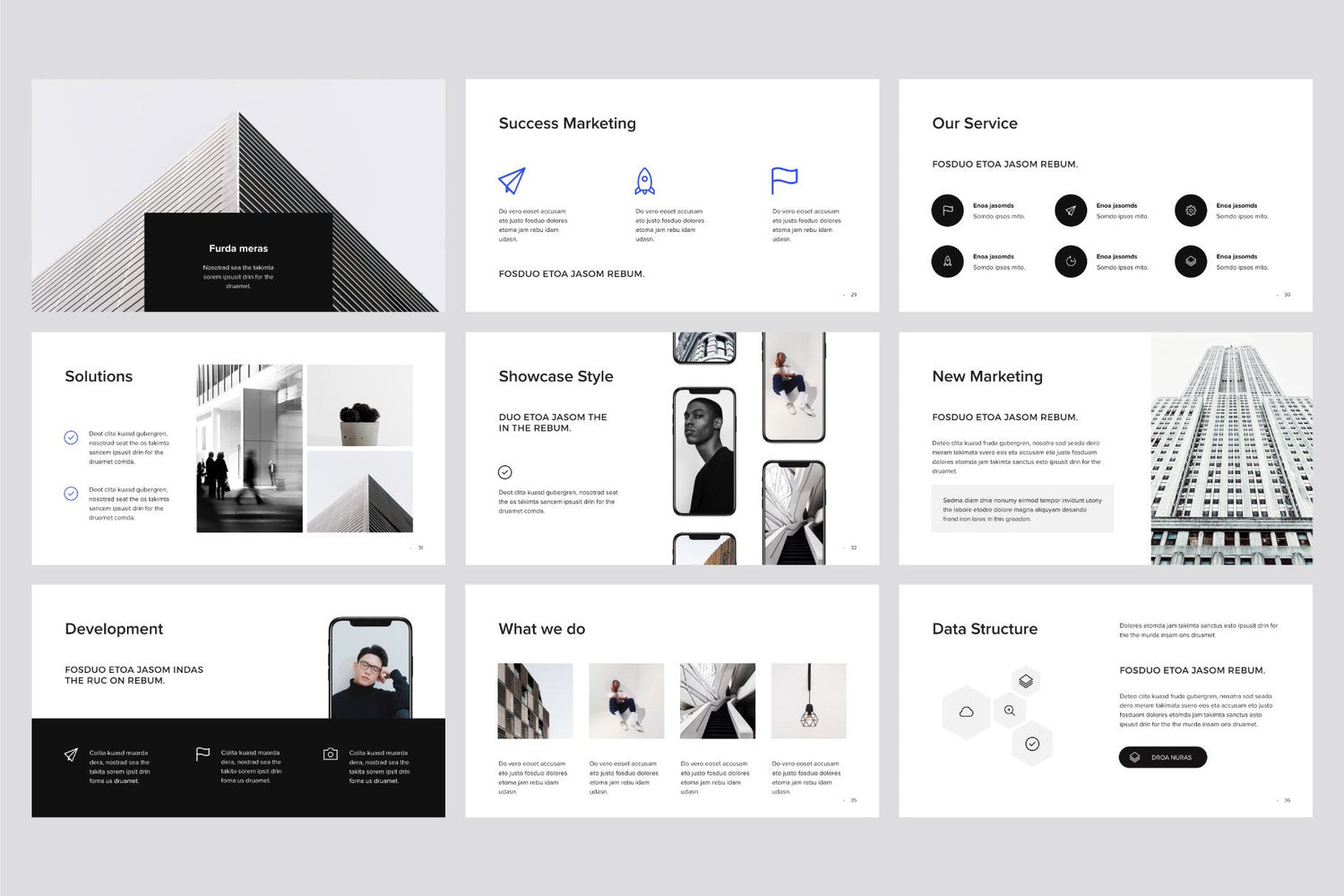 3083 极简黑白团队个人作品集简历简介PPT+Keynote模版  MURO – Keynote Template