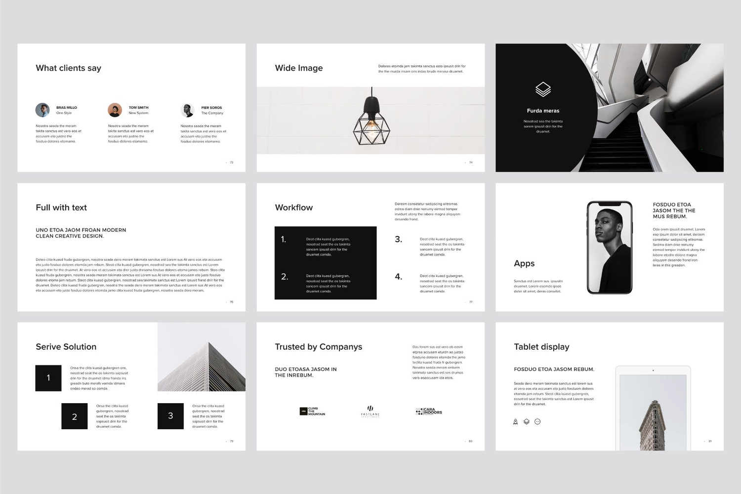 3083 极简黑白团队个人作品集简历简介PPT+Keynote模版  MURO – Keynote Template