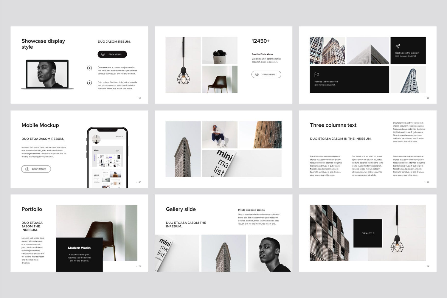 3083 极简黑白团队个人作品集简历简介PPT+Keynote模版  MURO – Keynote Template