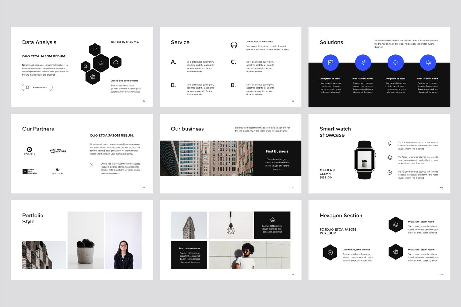 3083 极简黑白团队个人作品集简历简介PPT+Keynote模版  MURO – Keynote Template