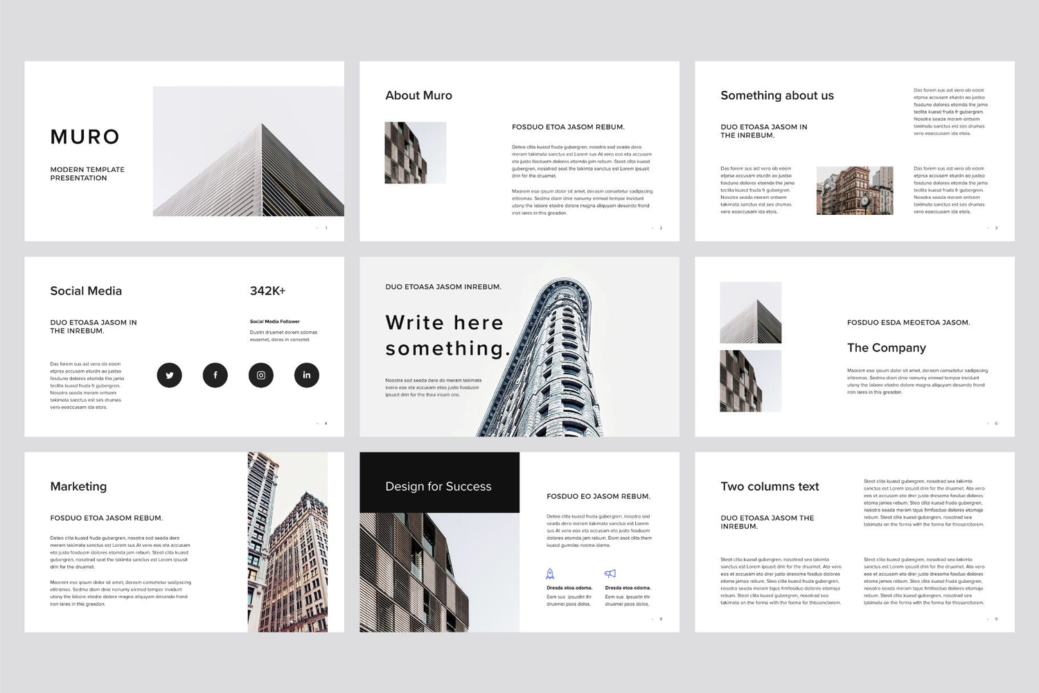 3083 极简黑白团队个人作品集简历简介PPT+Keynote模版  MURO – Keynote Template
