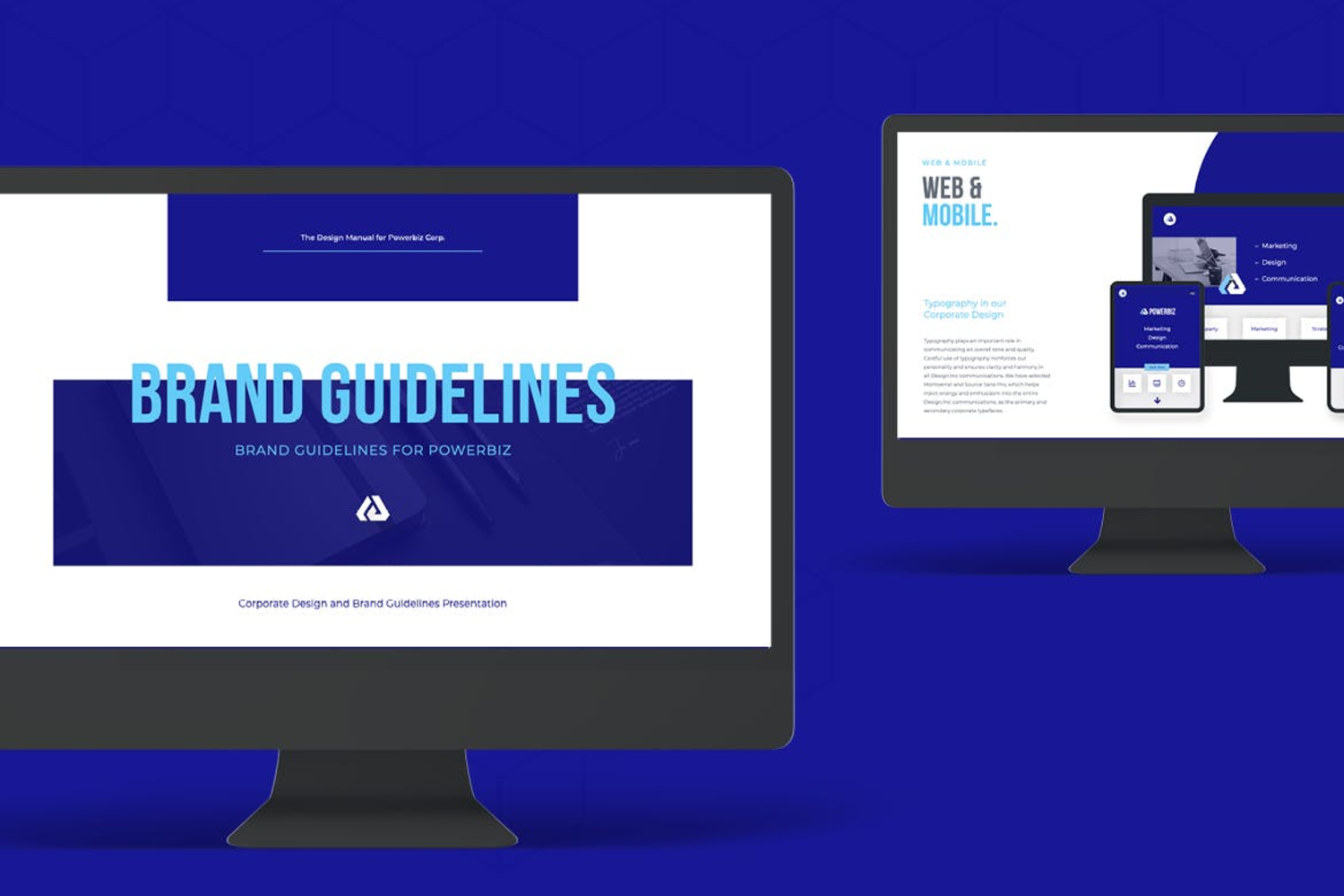 3084 简洁蓝色商务品牌设计提案PPT+Keynote模版  Brand Guidelines