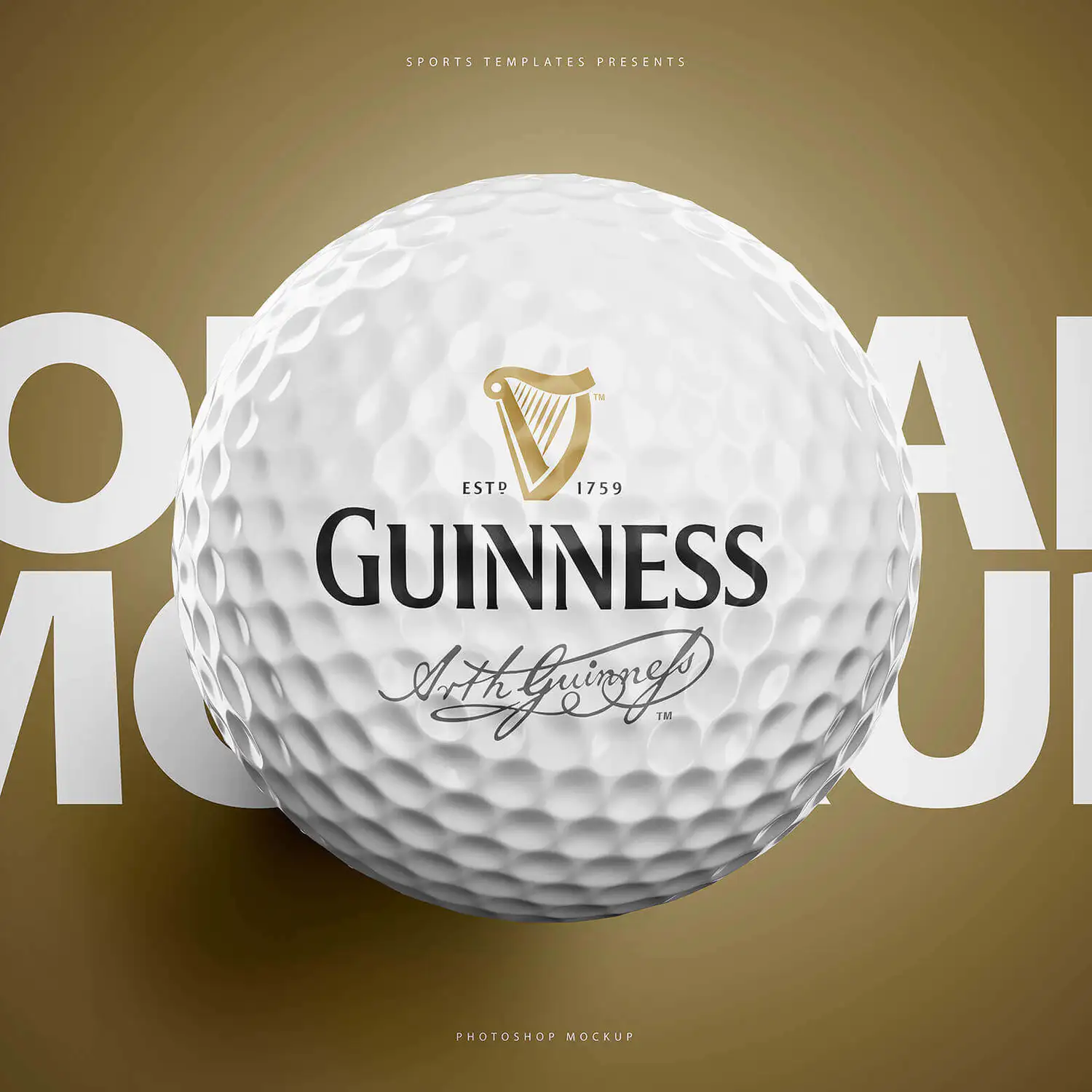 3140 逼真高尔夫球PSD样机素材 Golf Ball Photoshop Template – Sports Templates