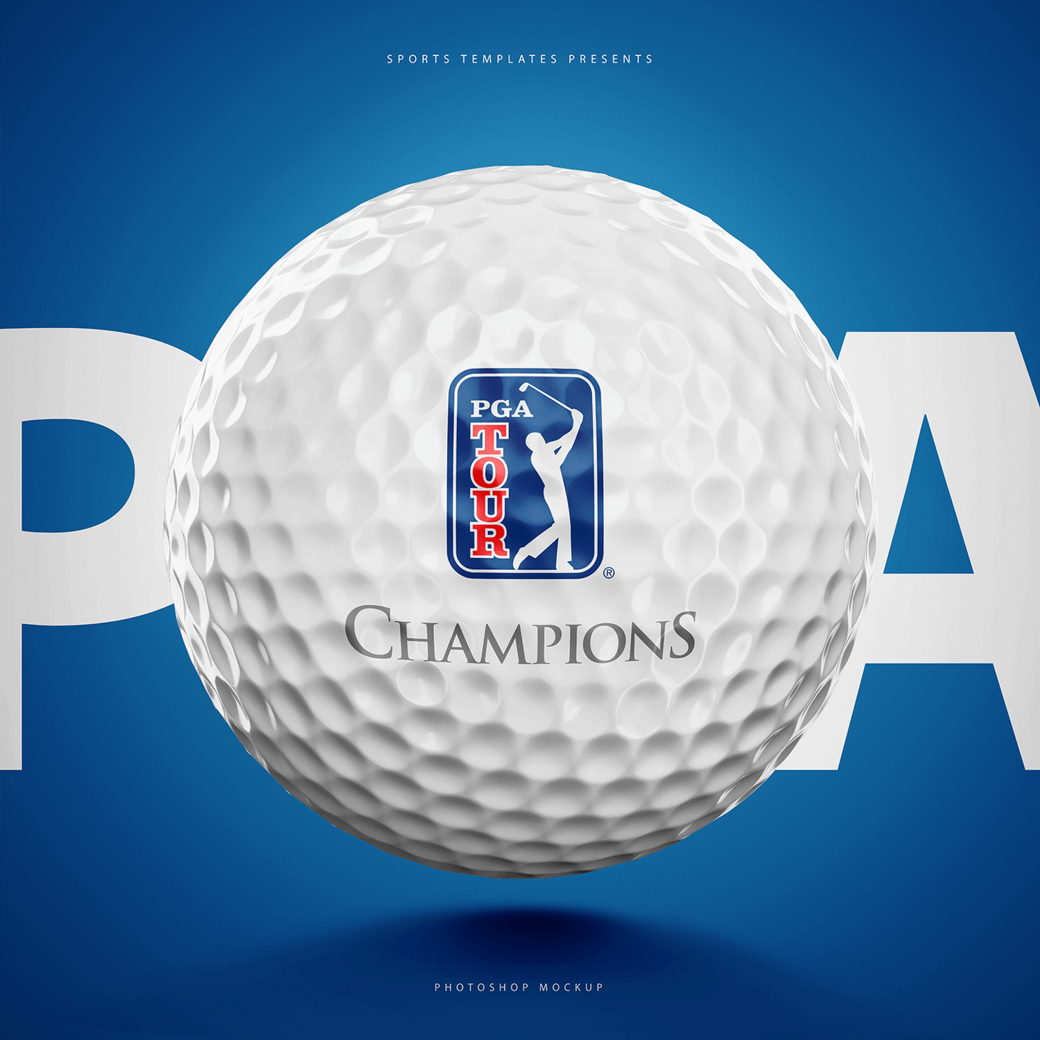 3140 逼真高尔夫球PSD样机素材 Golf Ball Photoshop Template – Sports Templates