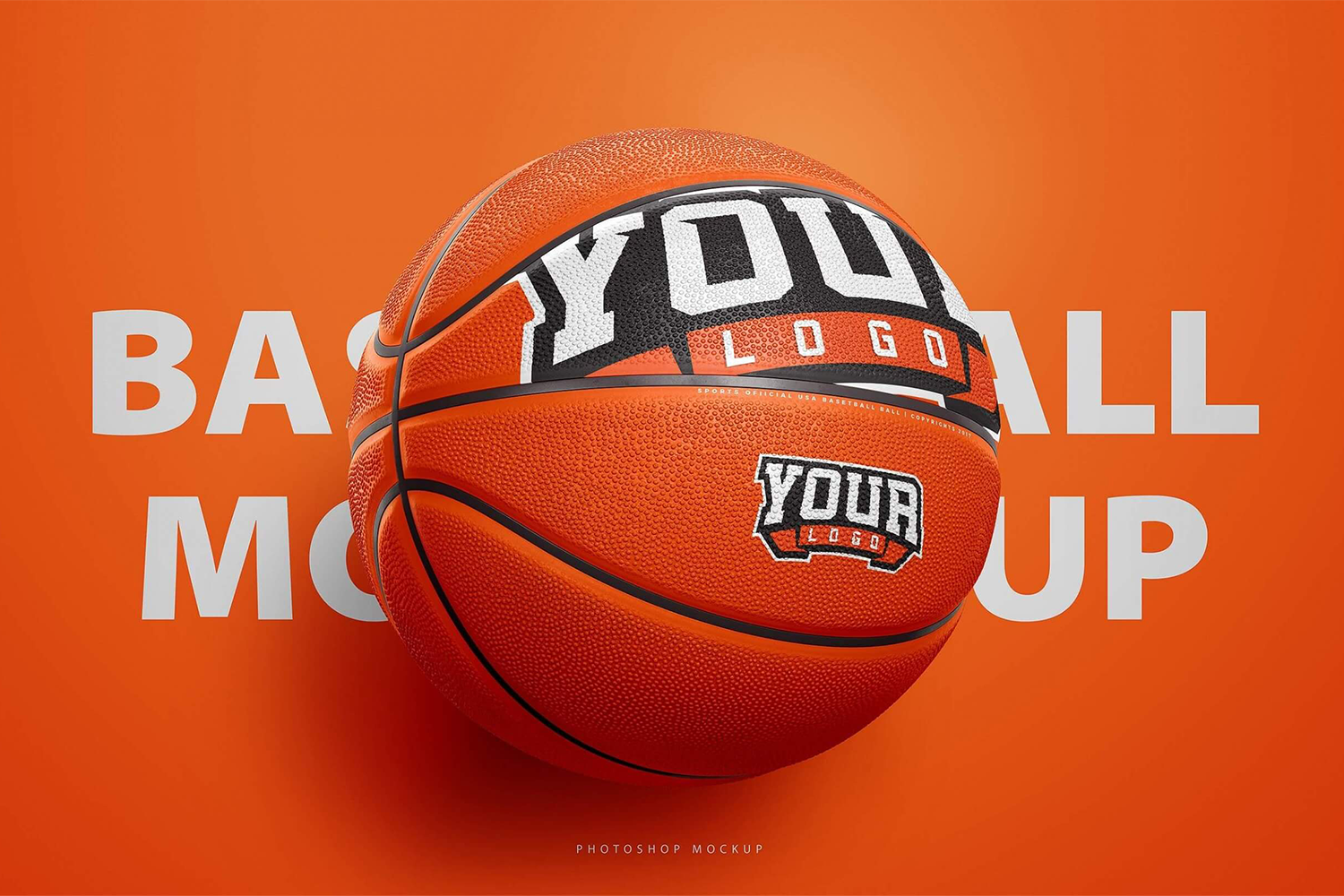 3141 逼真篮球体育用品品牌产品PSD样机 Basketball Ball Photoshop Template – Sports Templates