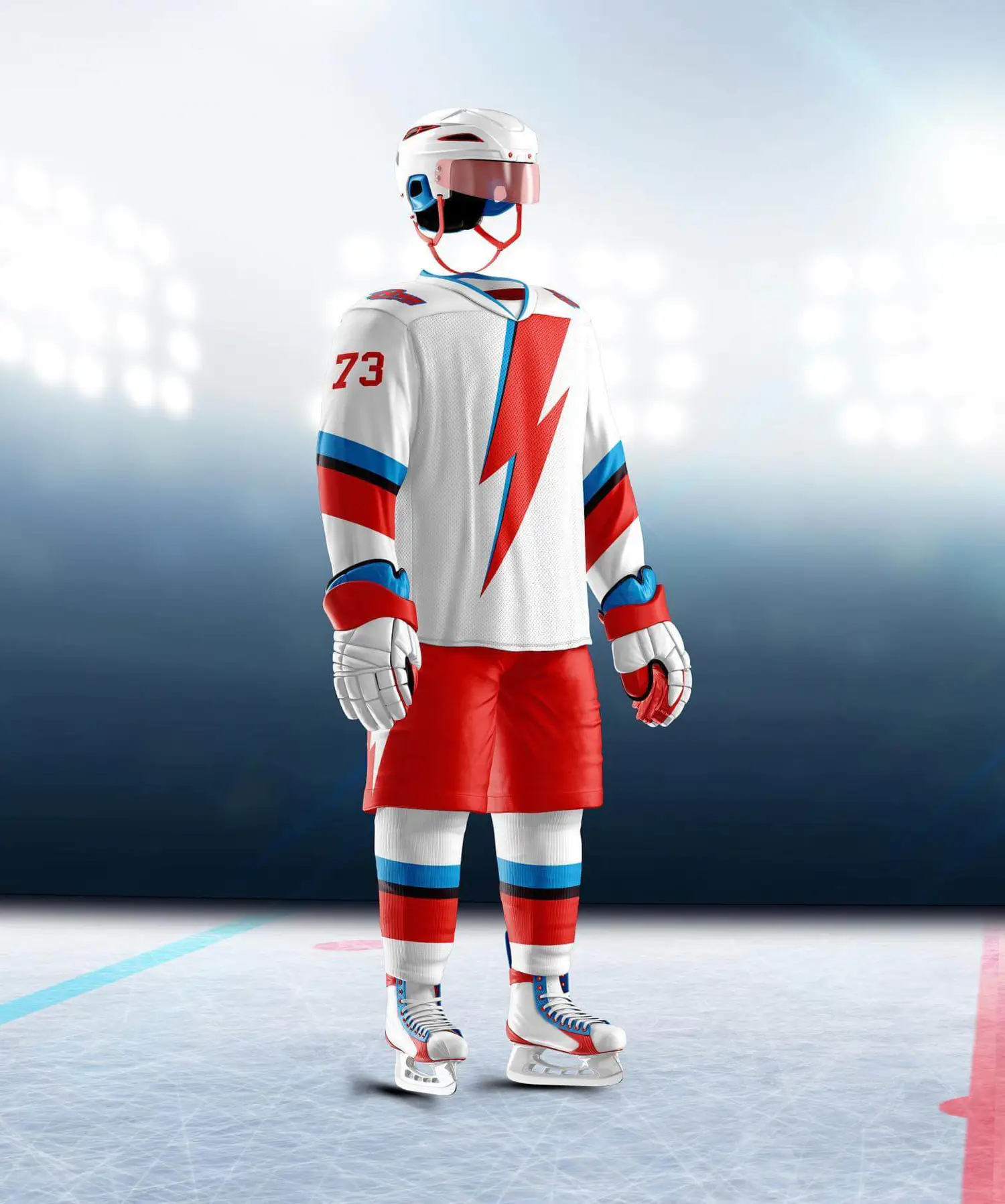 3142 专业滑冰选手运动服装备PSD样机模板 Hockey Uniform Mockup