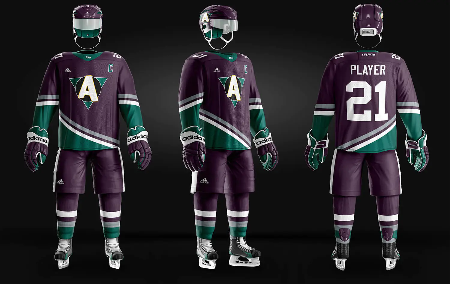 3142 专业滑冰选手运动服装备PSD样机模板 Hockey Uniform Mockup