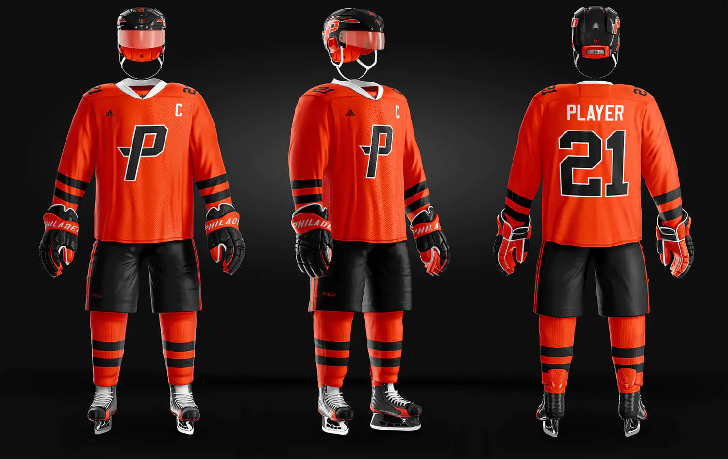 3142 专业滑冰选手运动服装备PSD样机模板 Hockey Uniform Mockup