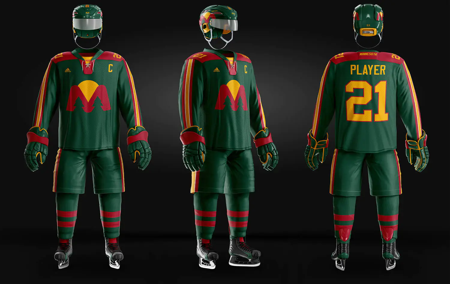 3142 专业滑冰选手运动服装备PSD样机模板 Hockey Uniform Mockup