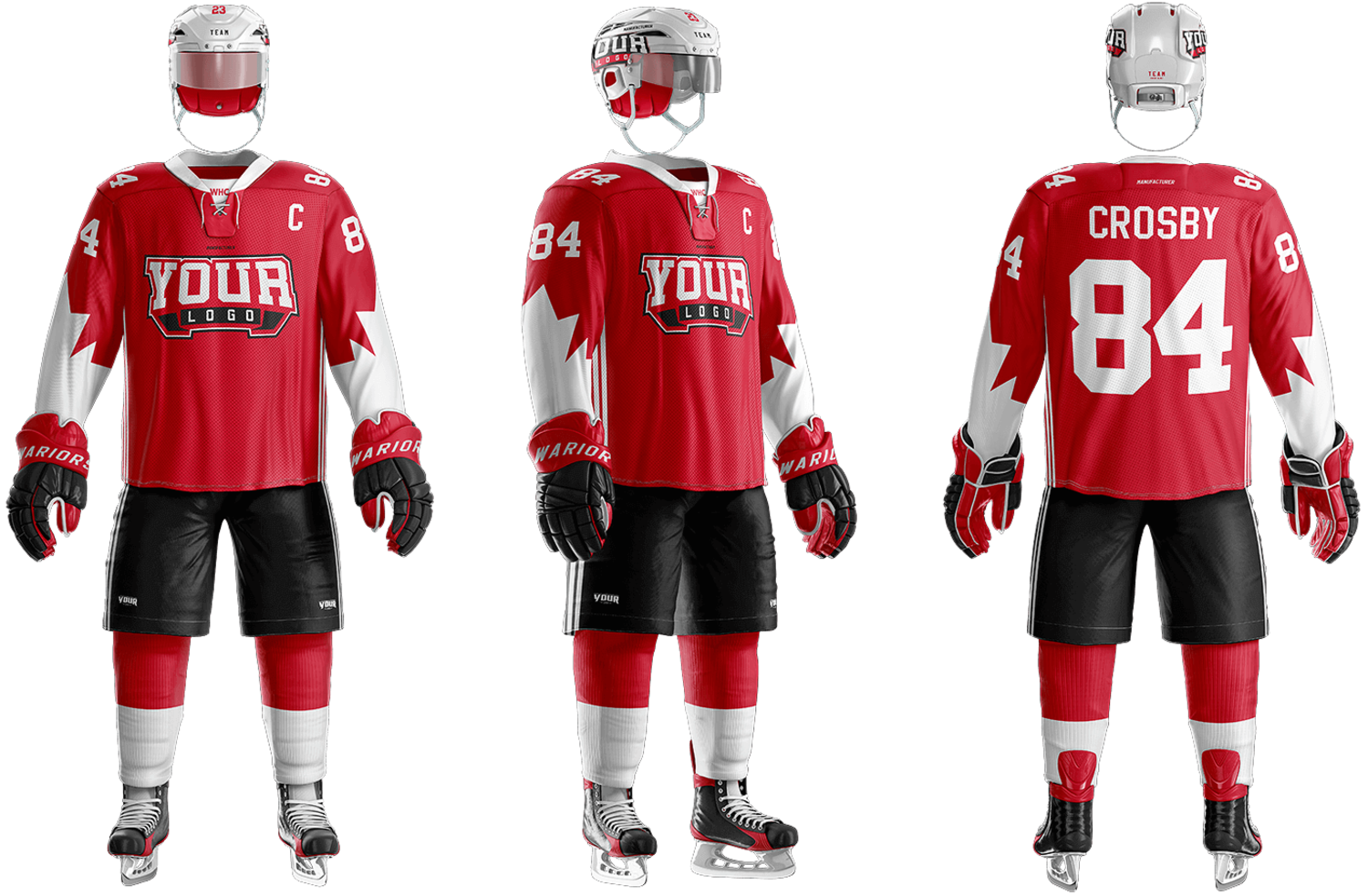 3142 专业滑冰选手运动服装备PSD样机模板 Hockey Uniform Mockup