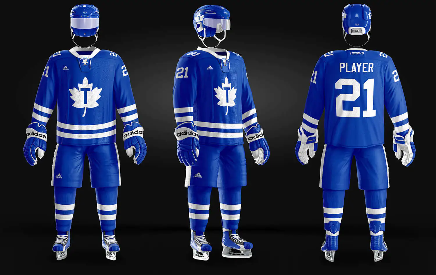 3142 专业滑冰选手运动服装备PSD样机模板 Hockey Uniform Mockup