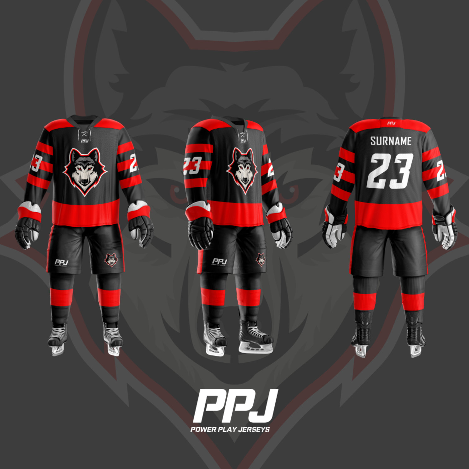 3142 专业滑冰选手运动服装备PSD样机模板 Hockey Uniform Mockup