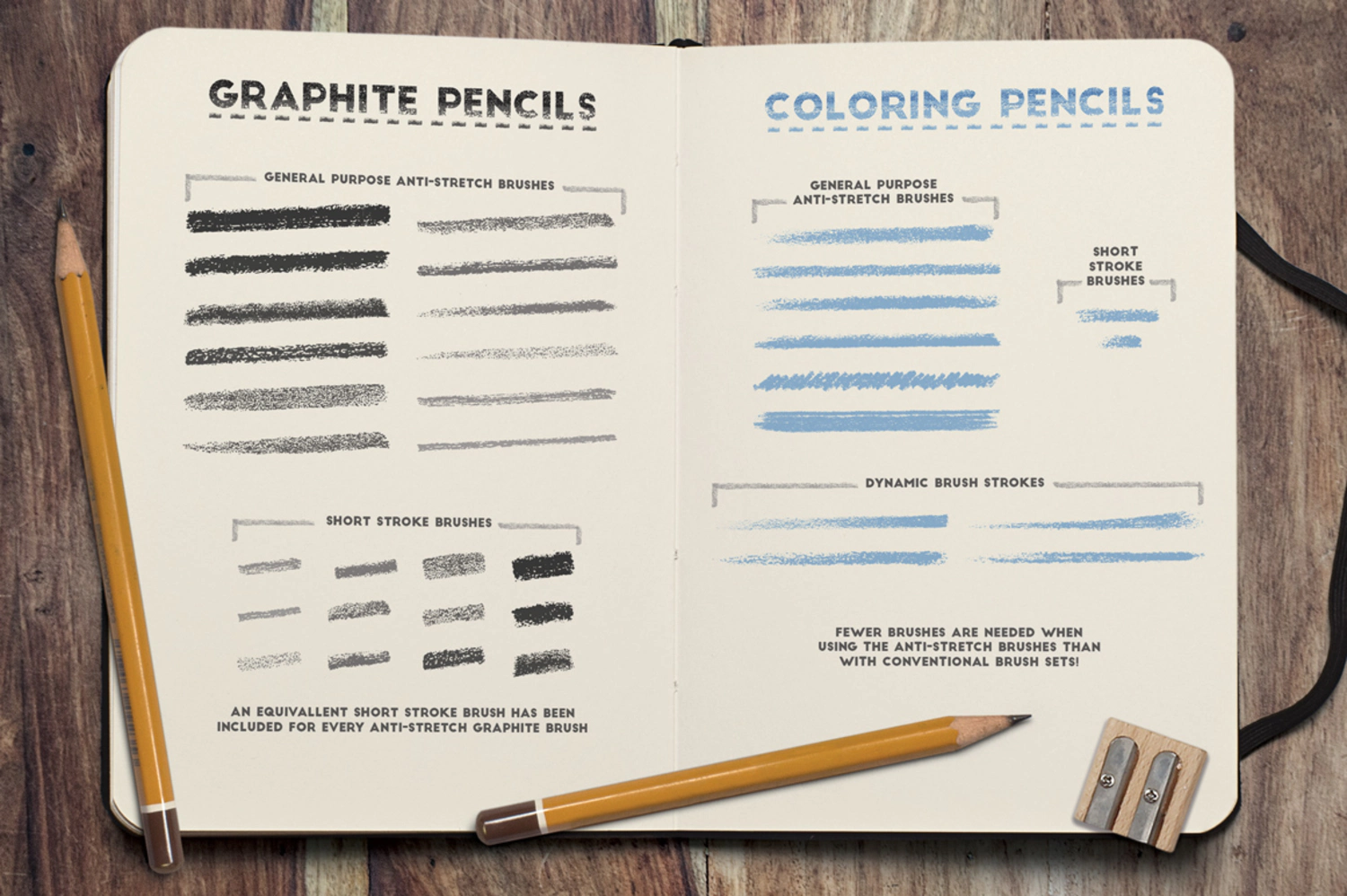 3143 肌理笔触笔刷涂鸦卡通经典铅笔素描线条效果AI矢量素材 Perfect Pencils – Brush Pack