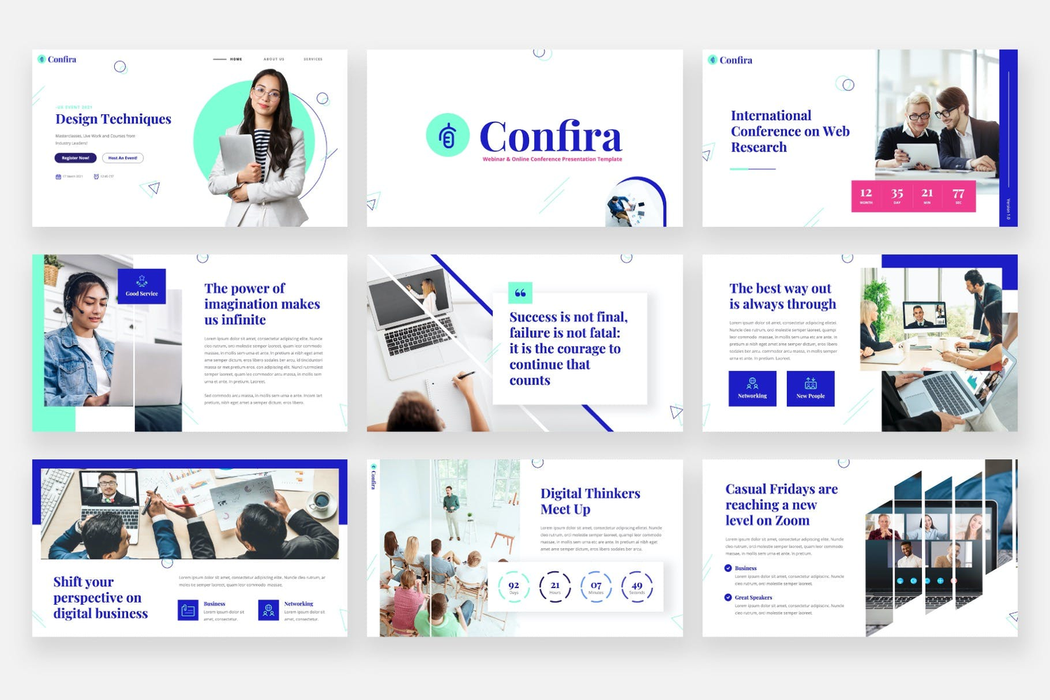 3152 网络会议蓝色商务互联网品牌报告Keynote模板 CONFIRA – Webinar Keynote Template