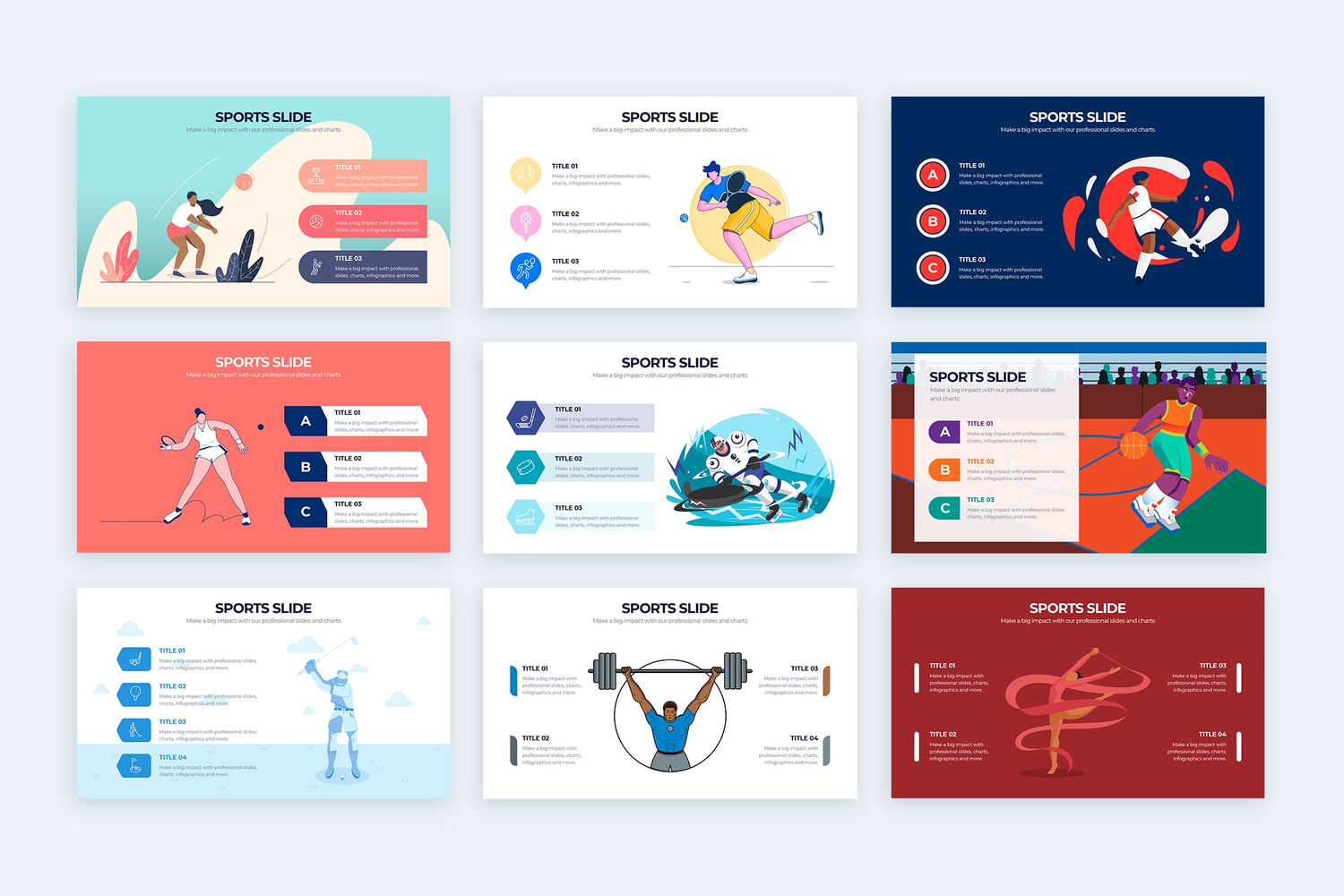 3154 医疗运动健康卡通幻灯片主题信息图表Keynote模板 Medical Sports Slides Keynote Infographics