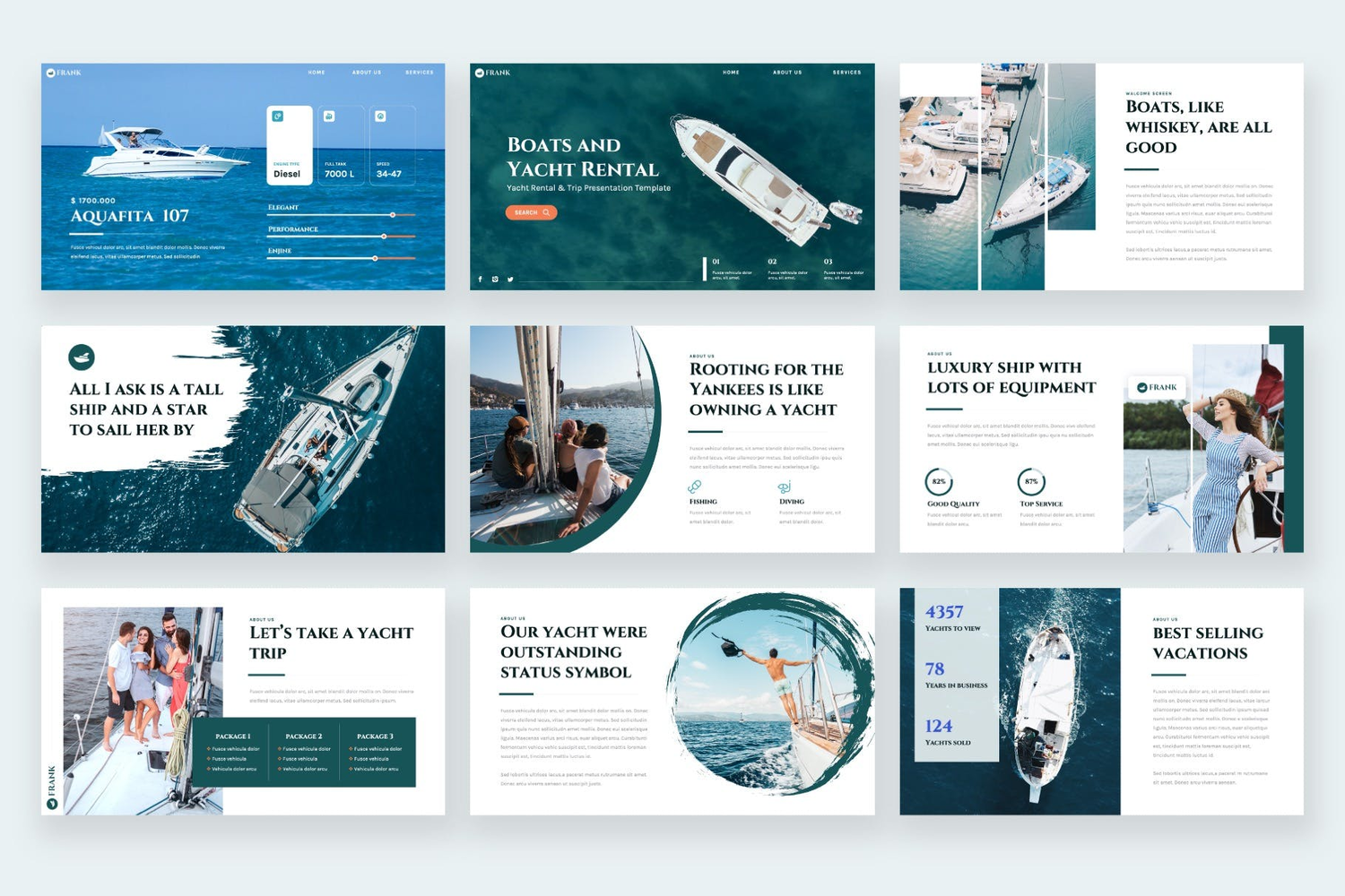 3156 现代商业旅行旅游项目分析商业计划年中总结Keynote模板 FRANK – Yacht Rental & Trip Keynote Template