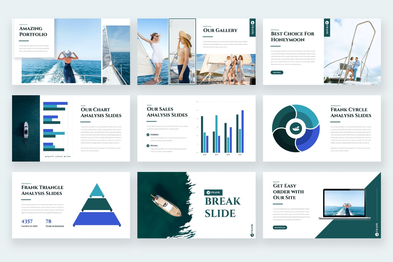 3156 现代商业旅行旅游项目分析商业计划年中总结Keynote模板 FRANK – Yacht Rental & Trip Keynote Template