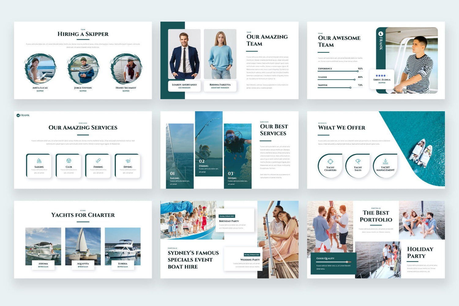 3156 现代商业旅行旅游项目分析商业计划年中总结Keynote模板 FRANK – Yacht Rental & Trip Keynote Template