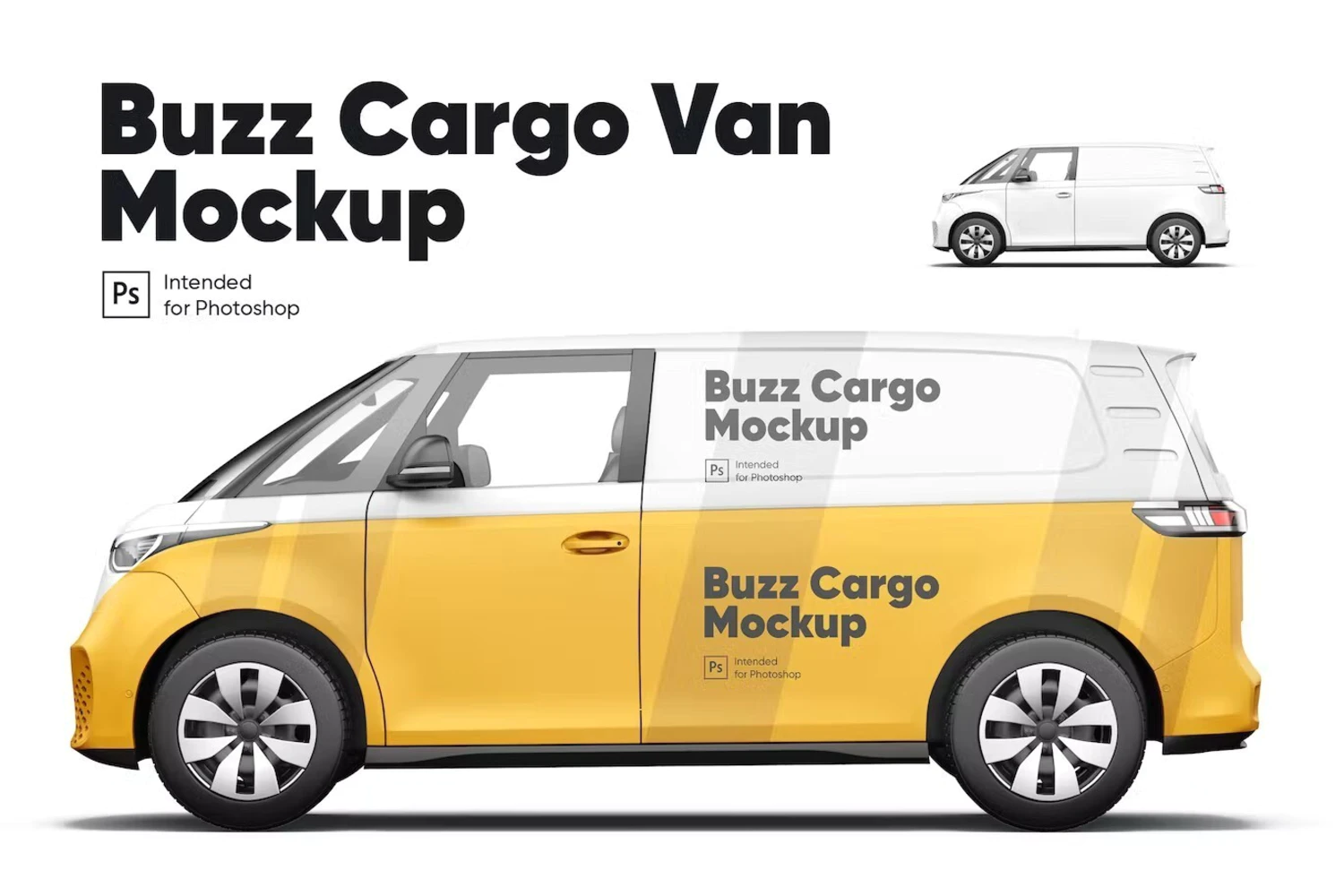 3168 2款小货车商务面包车PSD样机素材 Buzz Cargo (Van) Mockup