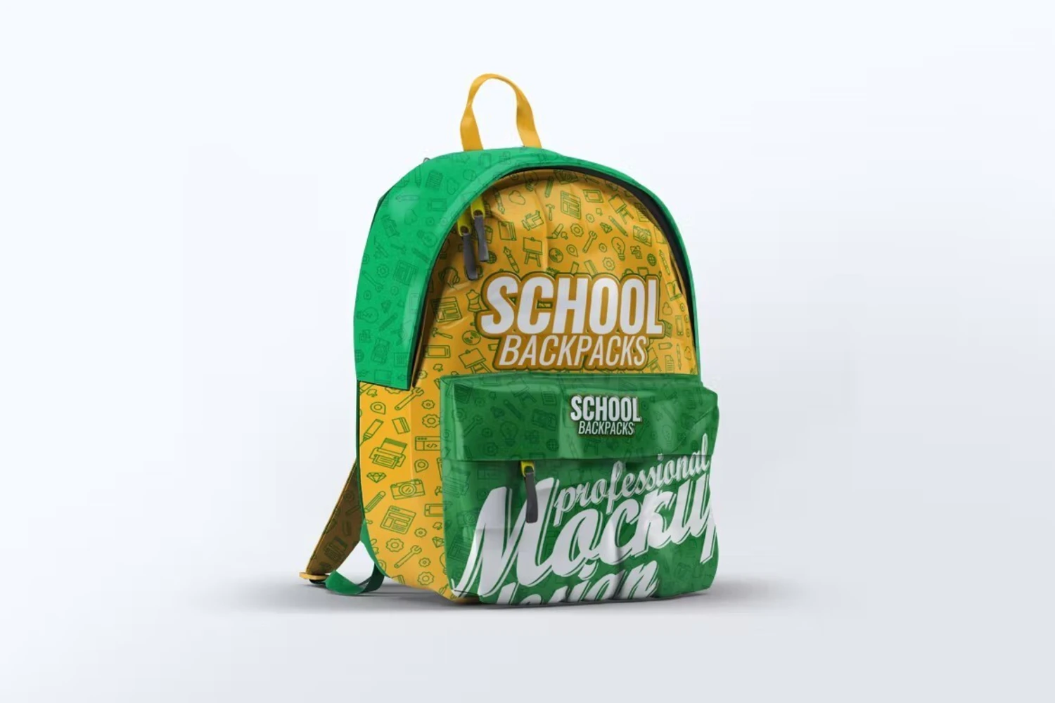 3201 6款多角度学生书包双肩背包PSD样机素材 School Backpacks Mock-Up