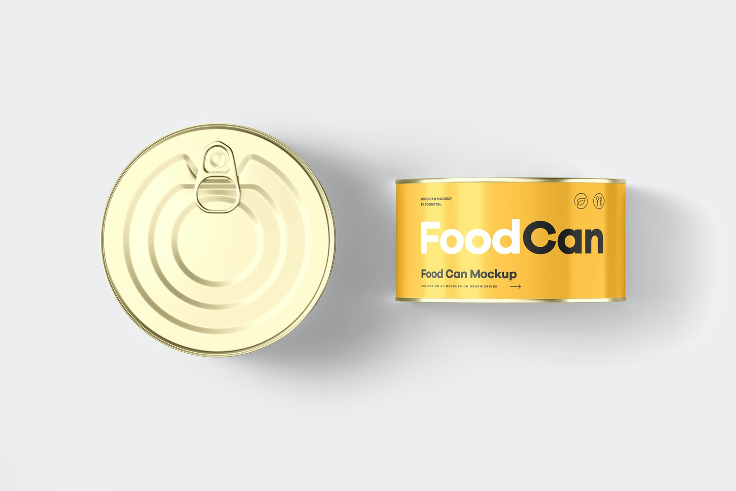 3203 6款圆形易拉罐头食品包装设计贴图ps样机素材多角度展示效果图 Food Can Mock-up 2