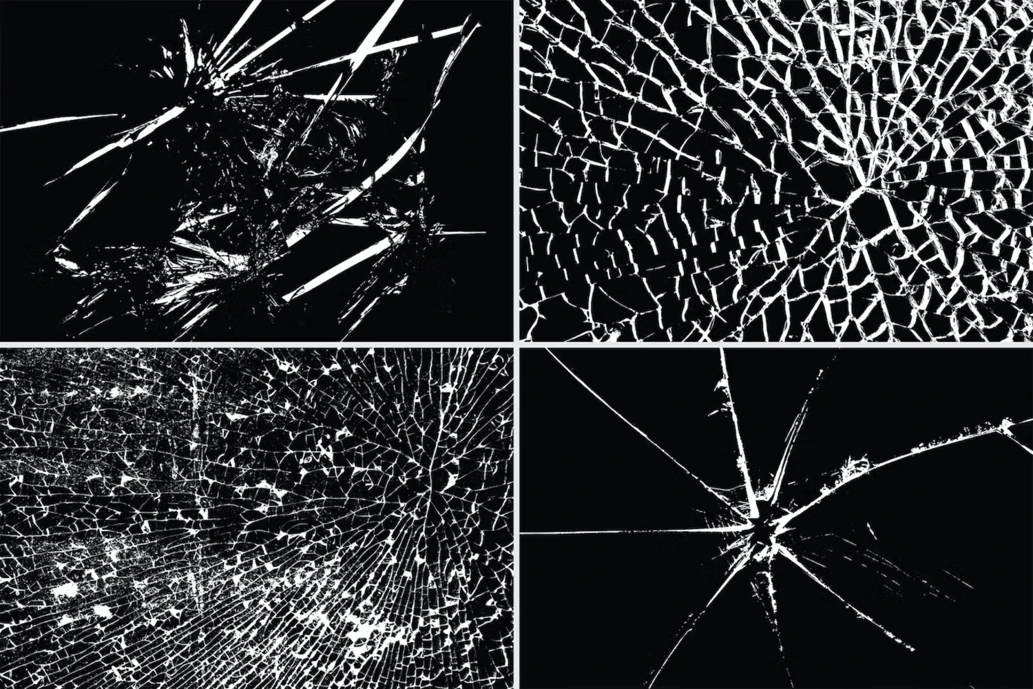 3211 10款破碎玻璃黑白纹理高清贴图素材Broken Glass Textures