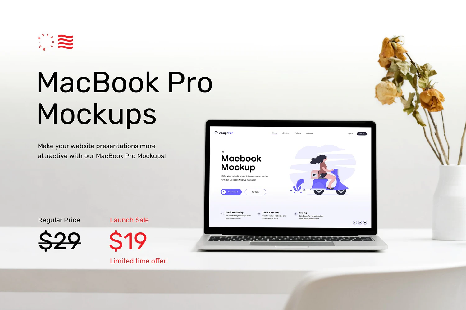 3232 30款苹果Macbook笔记本电脑ui界面贴图ps样机素材场景展示效果 MacBook Mockups – Workspace Mockups