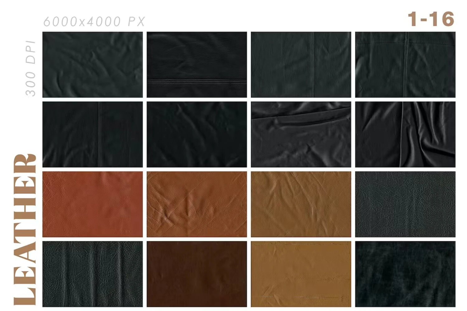 3237 44款高清逼真皮革材质纹理背景素材Natural & Vegan Leather Textures