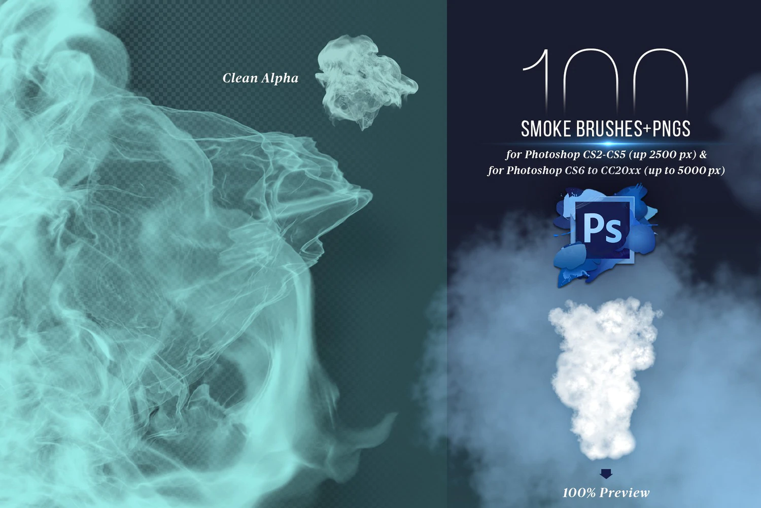 3248 100款高清云朵PNG免抠素材+PS笔刷 100 Photoshop Smoke Brushes + PNGs