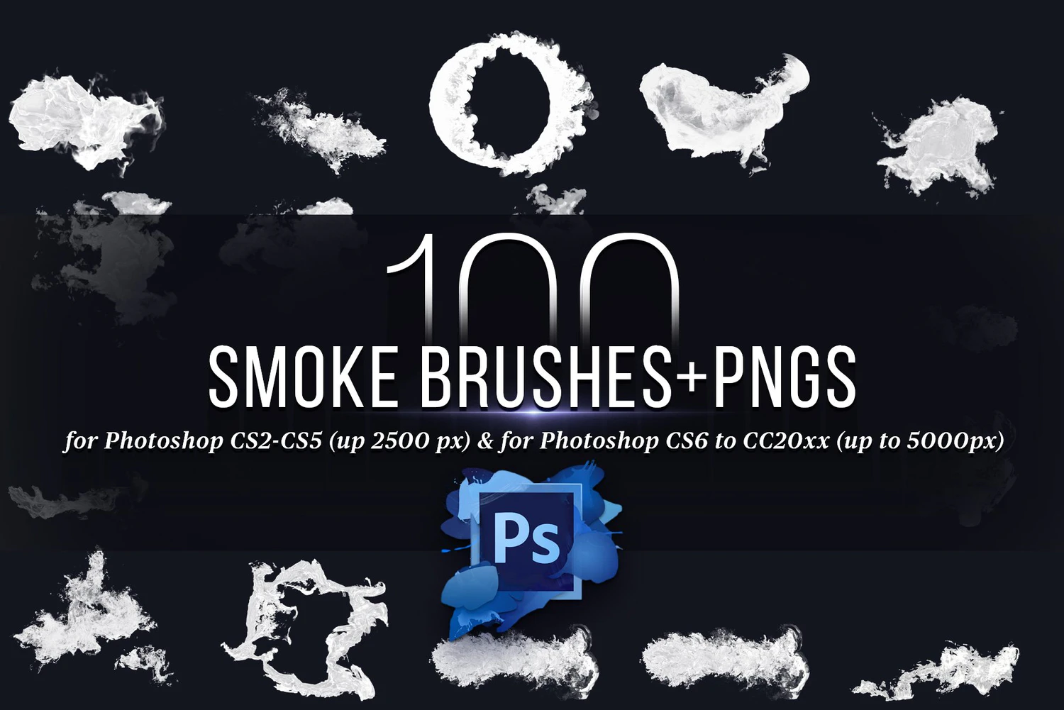 3248 100款高清云朵PNG免抠素材+PS笔刷 100 Photoshop Smoke Brushes + PNGs