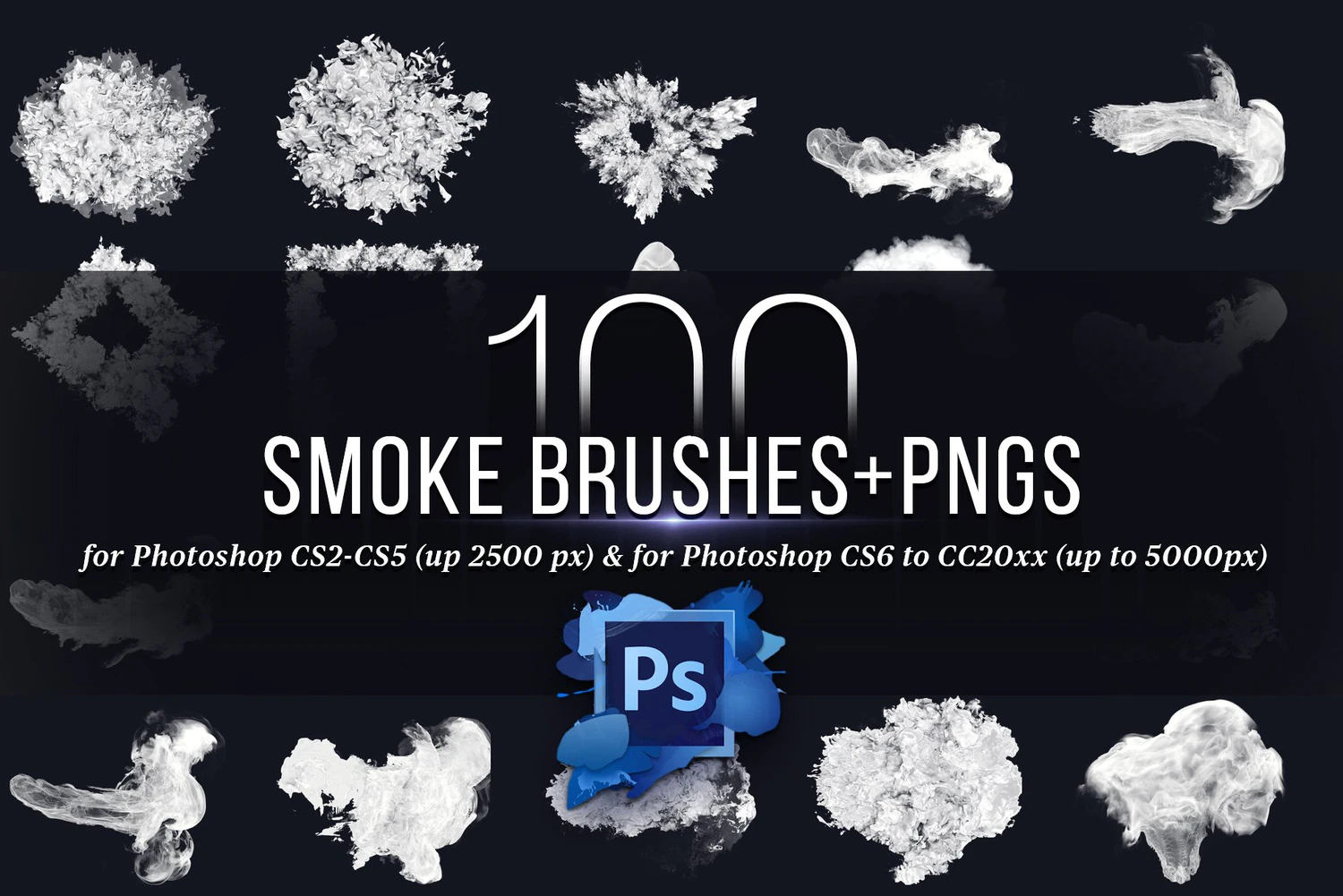 3248 100款高清云朵PNG免抠素材+PS笔刷 100 Photoshop Smoke Brushes + PNGs