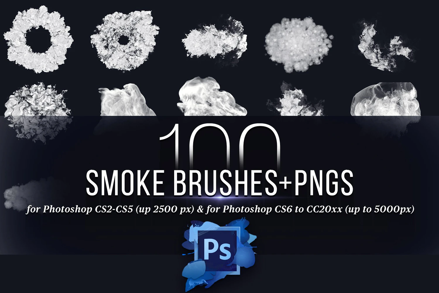 3248 100款高清云朵PNG免抠素材+PS笔刷 100 Photoshop Smoke Brushes + PNGs