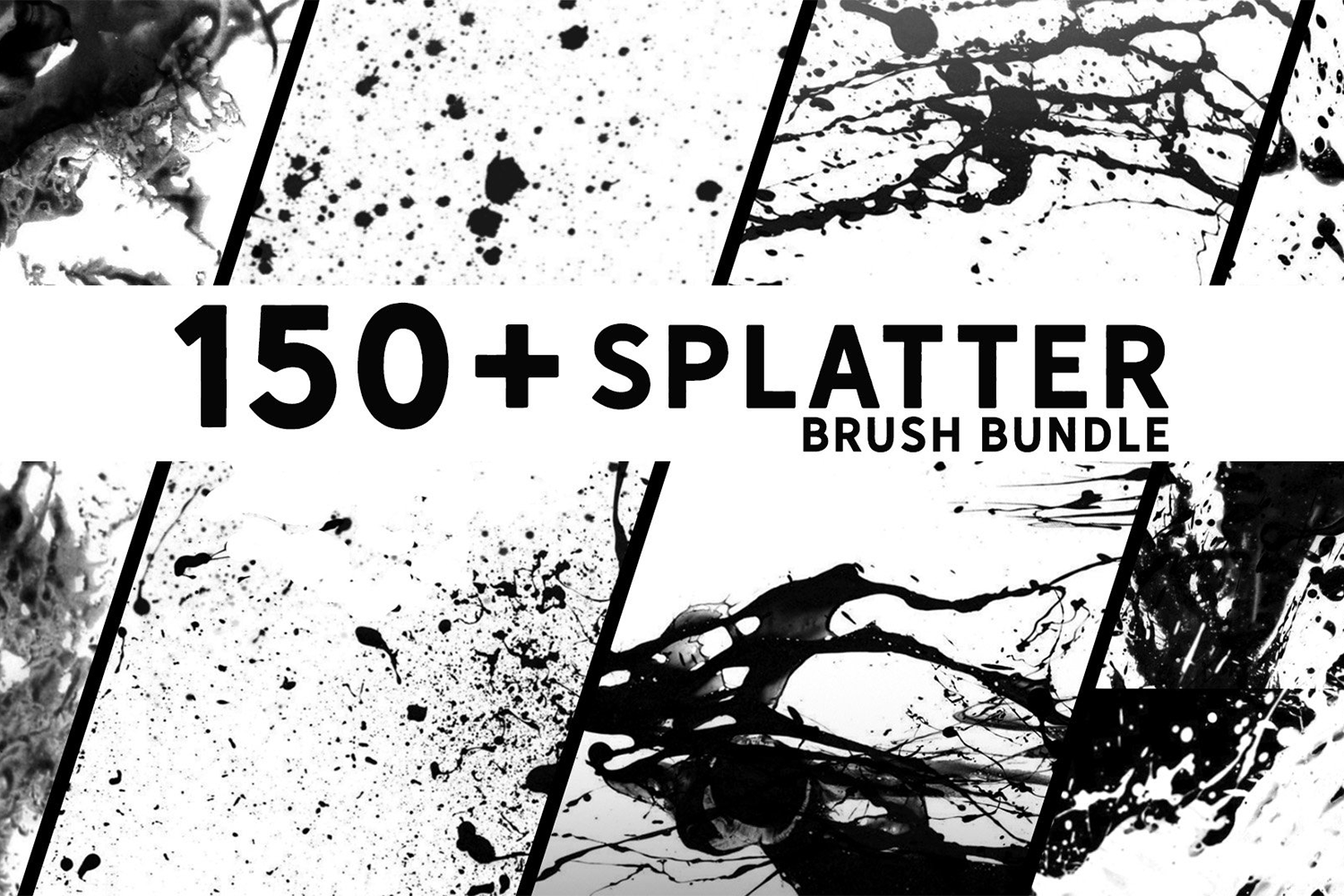 3252 150+款烟雾水墨喷溅液体PS笔刷素材包 150+ Photoshop Splatter Brush Bundle