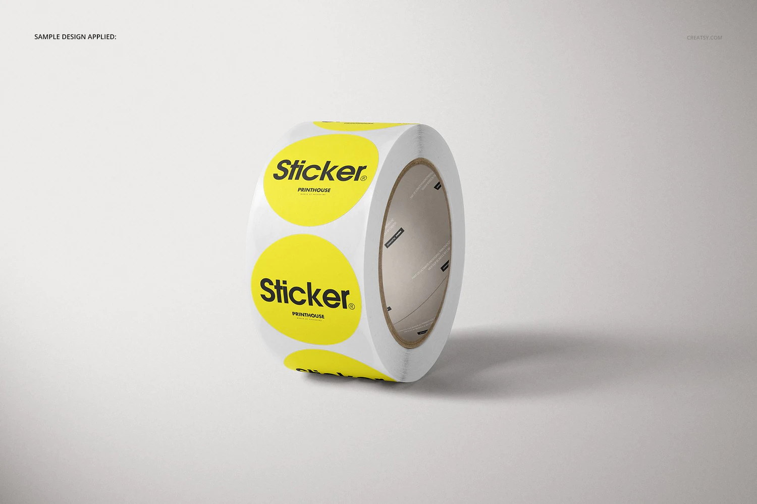 3261 圆形不干胶logo标签贴纸卷设计贴图ps样机素材国外设计模板 Round Roll Stickers Mockup
