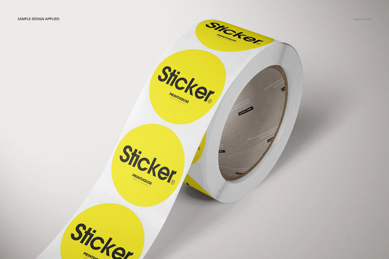 3261 圆形不干胶logo标签贴纸卷设计贴图ps样机素材国外设计模板 Round Roll Stickers Mockup