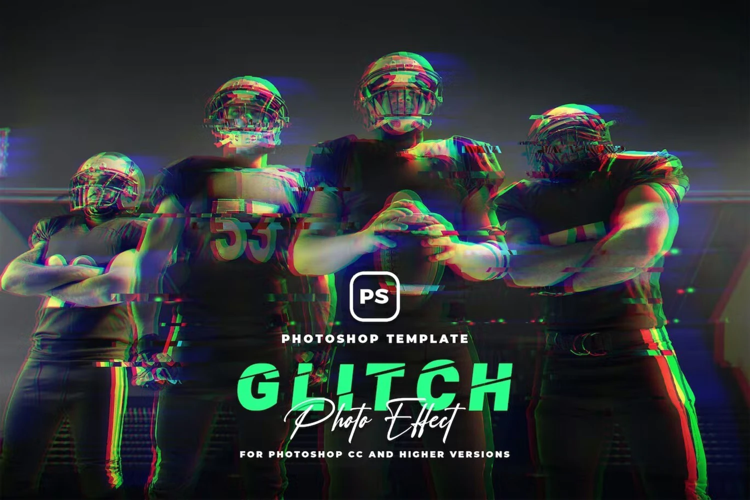 3289 抖音故障风错位图像文字一键生成PS特效样机 Glitch Effect Photoshop