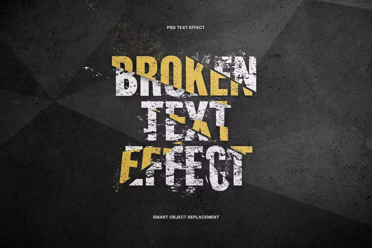 3312 破碎切割扭曲效果标题徽标Logo设计PS样式模板 Broken Text Effect