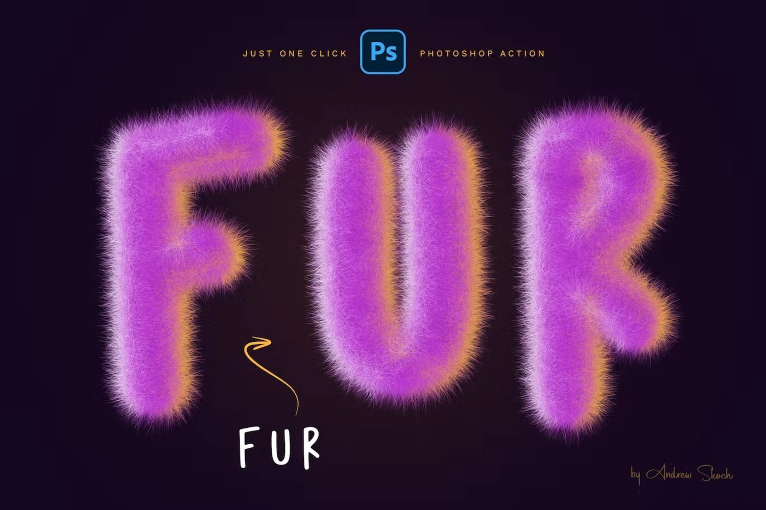 3316 绒毛特效一键生成PS样式模板 Fur Effect Photoshop Action