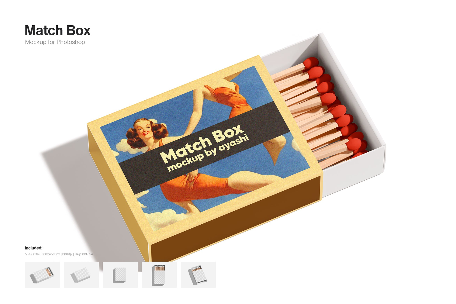 3322 火柴盒外观包装设计模板PSD样机素材 Match Box Mockup