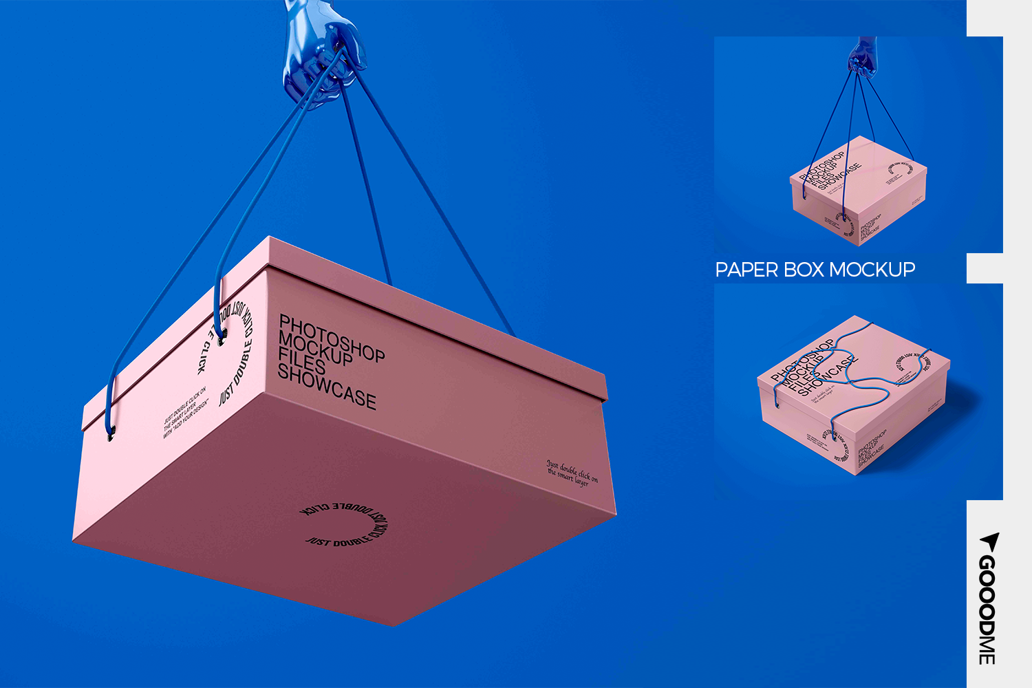 3323 绳子吊着的纸盒鞋盒包装设计PSD样机素材