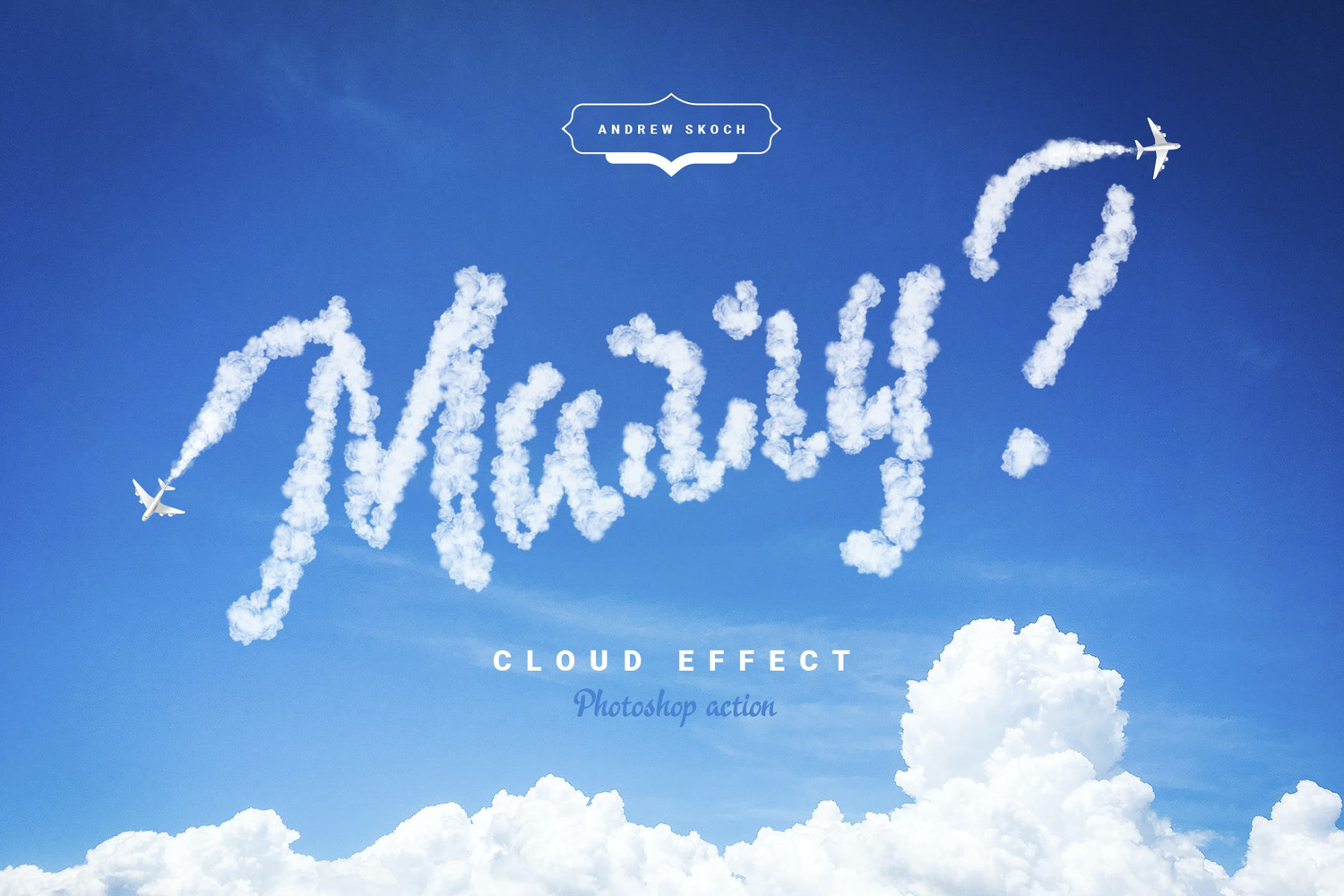 3337 云朵特效文字生成PS笔刷素材 Cloud Text – Photoshop Action