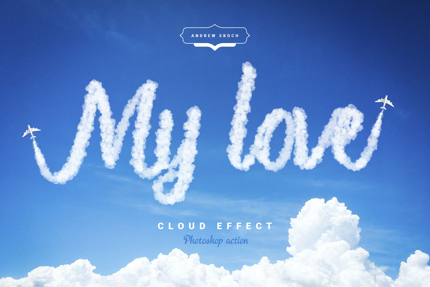 3337 云朵特效文字生成PS笔刷素材 Cloud Text – Photoshop Action