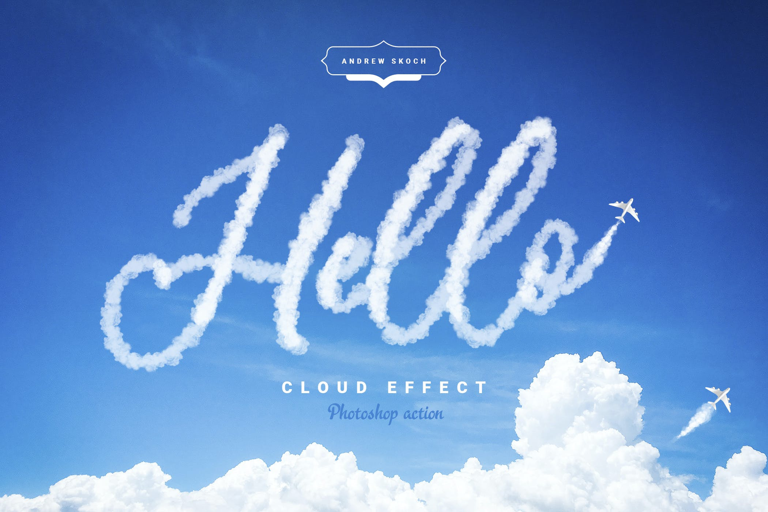 3337 云朵特效文字生成PS笔刷素材 Cloud Text – Photoshop Action