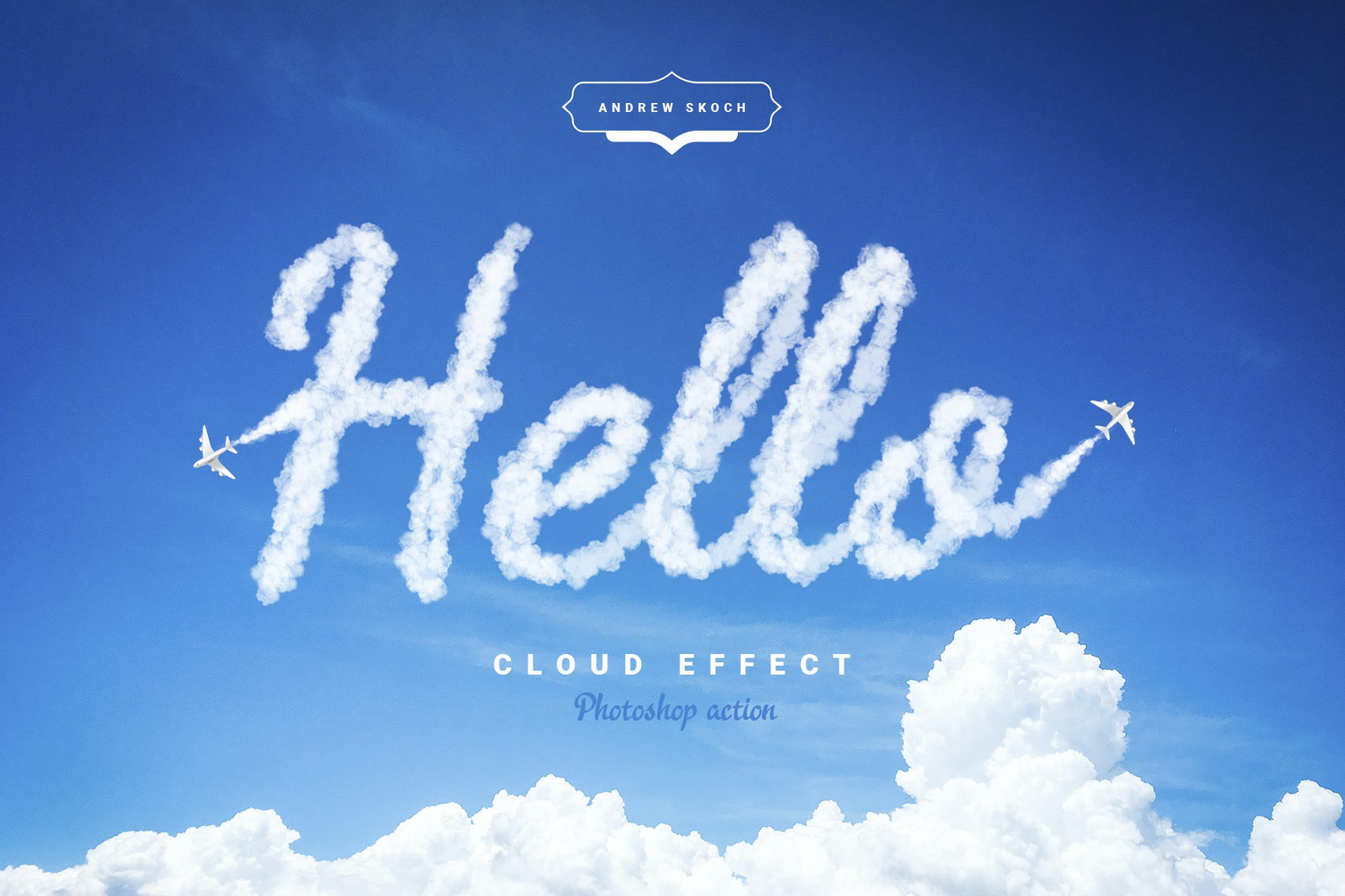 3337 云朵特效文字生成PS笔刷素材 Cloud Text – Photoshop Action