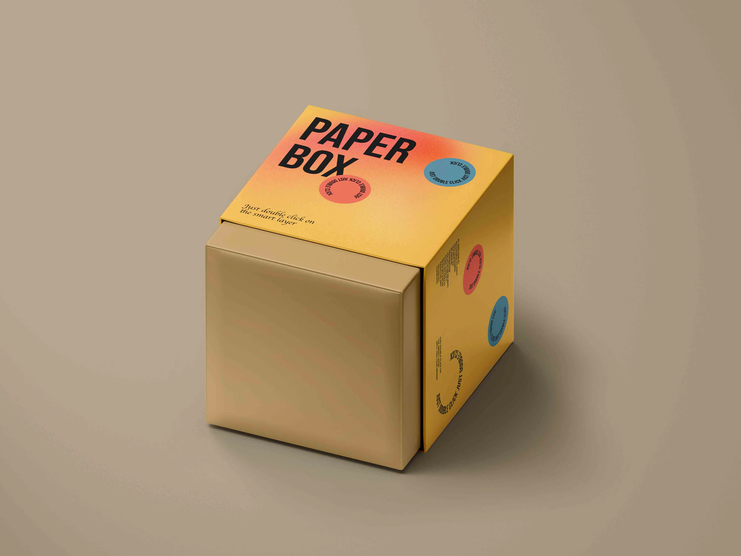 3341 正方形天地盖纸盒包装盒设计PSD样机素材