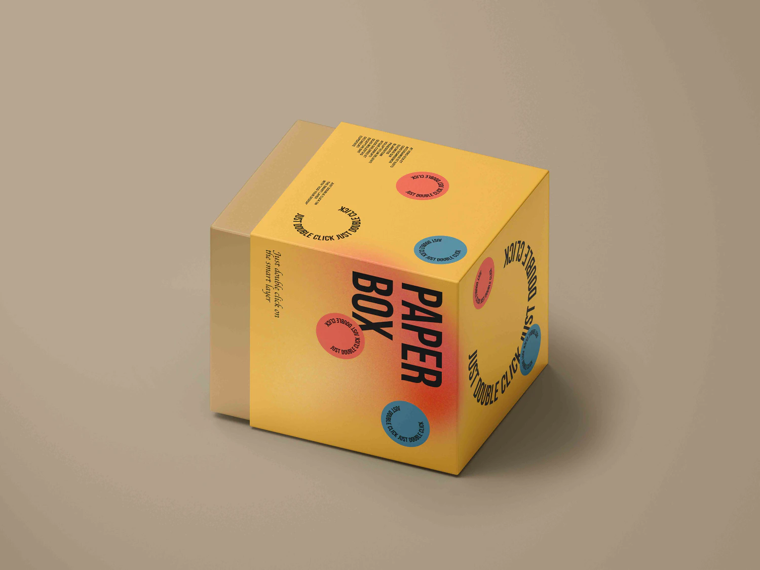 3341 正方形天地盖纸盒包装盒设计PSD样机素材