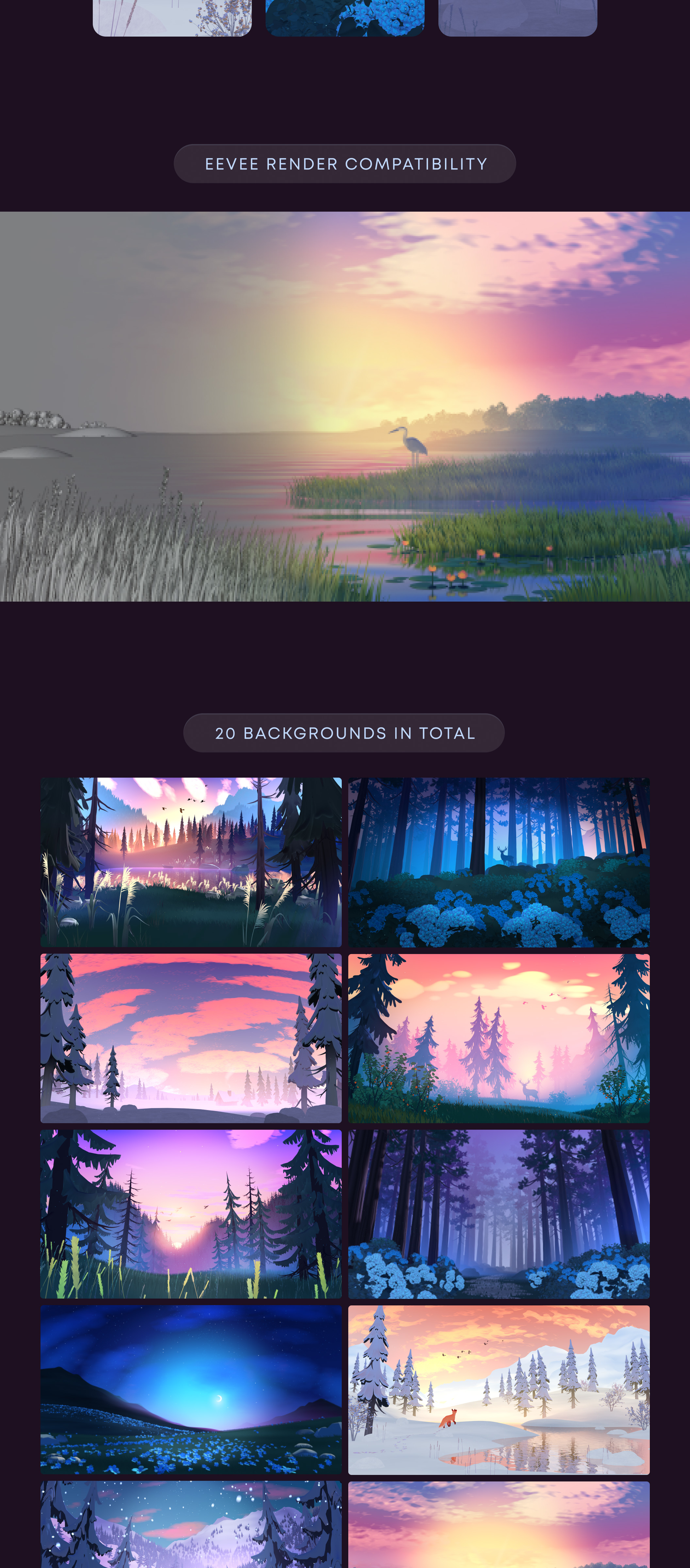 3354 20幅3D梦幻卡通森林风景app网页4K动画插画图片国外设计素材 Dreams – Animated 3D Landscapes