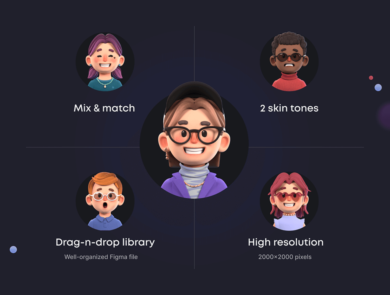 3357 3D卡通风格人物头像个性化定制的插图插画设计素材库 PEEPS 3D Avatar-Maker Library