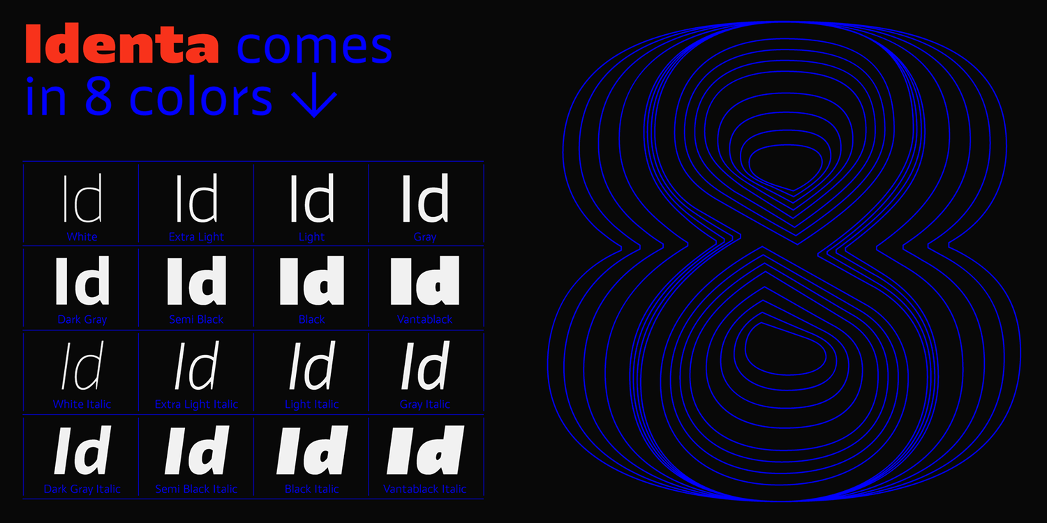 3359 现代极简粗体英文无衬线字体和图标符号字体 Identa Font Family