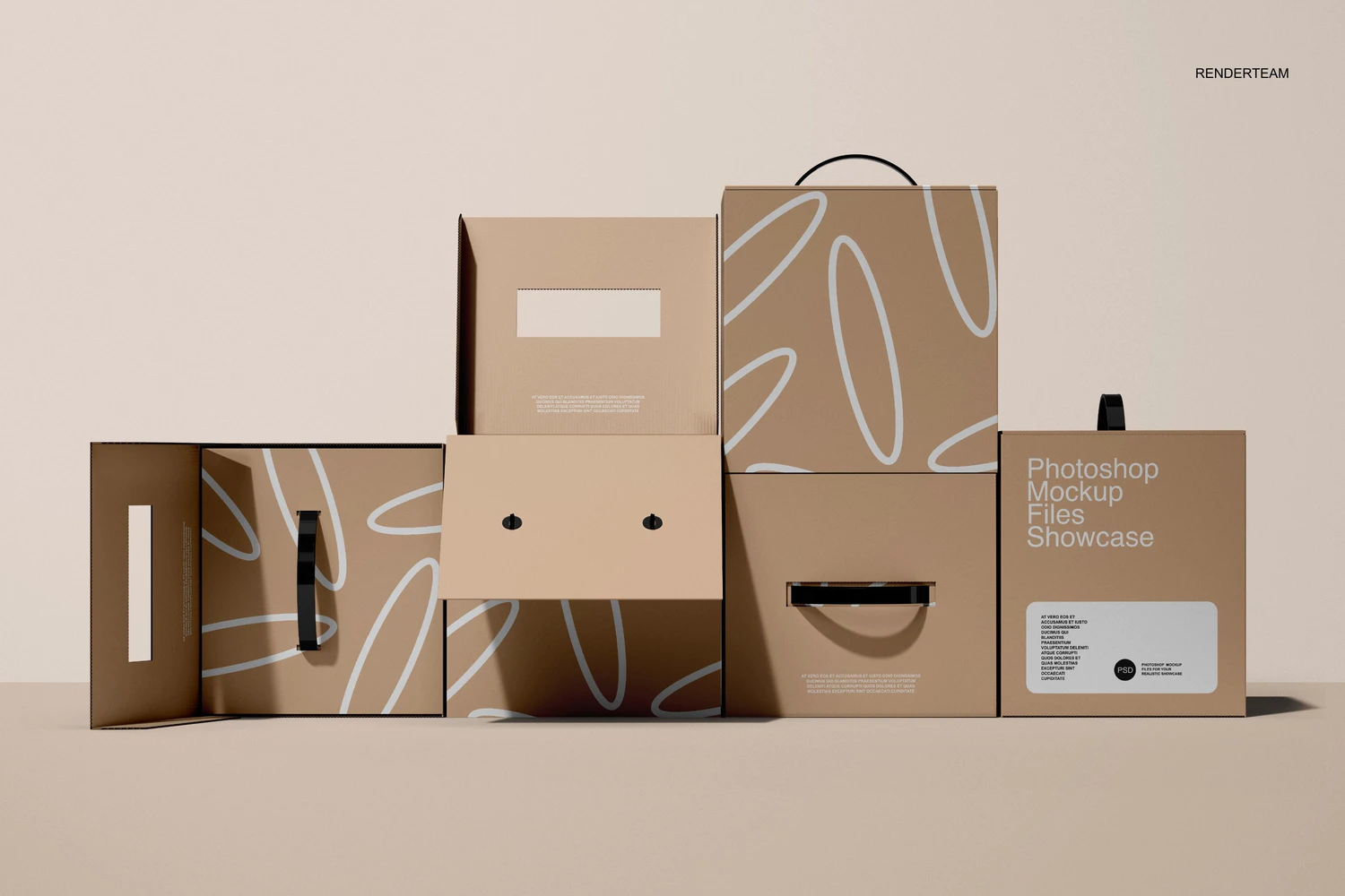 3361 6款牛皮纸正方形产品包装纸盒设计作品贴图ps样机素材展示模板 Paper Box Mockup Set
